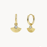 Shell Shape CZ Hoop Earrings Zircon Colorful Party Jewelry