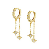 Drop Hoop Earrings Zircon Star Dangle Earrings