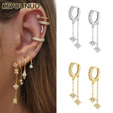 Drop Hoop Earrings Zircon Star Dangle Earrings