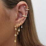 Drop Hoop Earrings Zircon Star Dangle Earrings