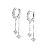 Drop Hoop Earrings Zircon Star Dangle Earrings
