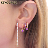 Silver Filled Enamel Heart Earrings Neon Zircon Hoop Colorful Jewelry