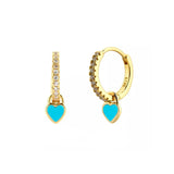 Silver Filled Enamel Heart Earrings Neon Zircon Hoop Colorful Jewelry