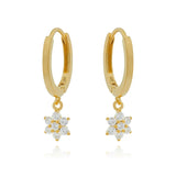Silver Filled Flower Star Drop Hoop Earrings Zircon Dangle EarCuffs
