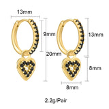 Silver Heart Dangle Earrings Colorful Zircon Hoop Drop Wedding Jewelry