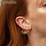 Silver Heart Dangle Earrings Colorful Zircon Hoop Drop Wedding Jewelry