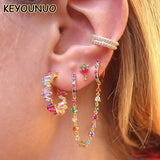 Silver Filled Hoop Earrings Zircon Double Chain Party Jewelry