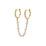 Silver Filled Hoop Earrings Zircon Double Chain Party Jewelry