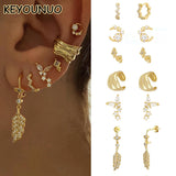 Boho Zircon Ear Cuffs Dangle Hoop Earrings Set