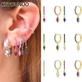 Silver Filled Water Drop Earrings Zircon Hoop Colorful Earring