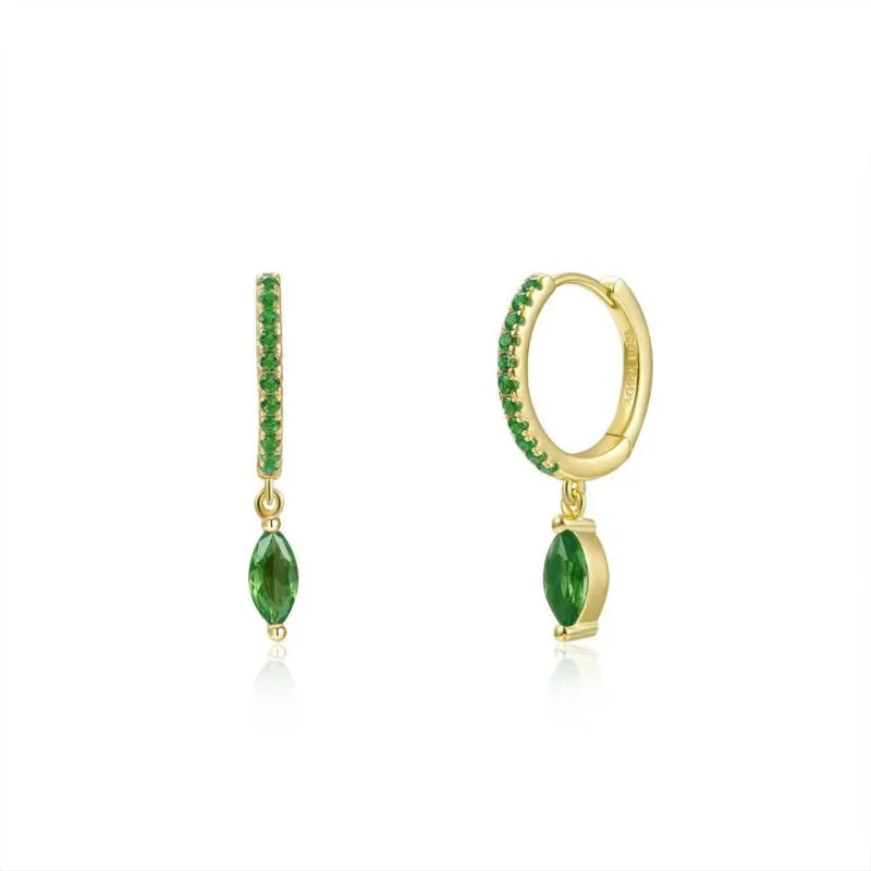 Silver Filled Water Drop Earrings Zircon Hoop Colorful Earring
