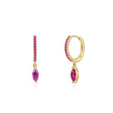 Silver Filled Water Drop Earrings Zircon Hoop Colorful Earring