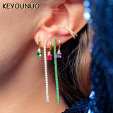 Silver Filled Zircon Drop Earrings For Women CZ Huggie Hoop Dangle