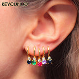 Silver Filled Zircon Drop Earrings For Women CZ Huggie Hoop Dangle