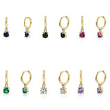 Silver Filled Zircon Drop Earrings For Women CZ Huggie Hoop Dangle