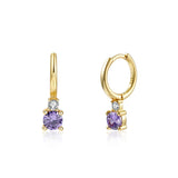 Silver Filled Zircon Drop Earrings For Women CZ Huggie Hoop Dangle