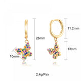 Silver Filled Zircon Drop Earrings For Women Pave Butterfly Dangle