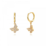 Silver Filled Zircon Drop Earrings For Women Pave Butterfly Dangle