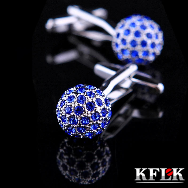 Crystal Ball Cufflinks for High Shirt Cuffs
