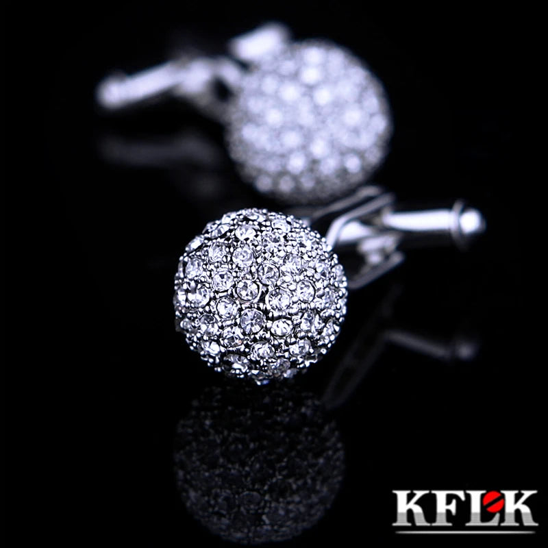 Crystal Cuff link for Mens High Shirt Wedding Guests
