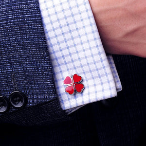 Red Clover Cufflink Button High Wedding Gift