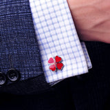 Red Clover Cufflink Button High Wedding Gift