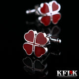 Red Clover Cufflink Button High Wedding Gift