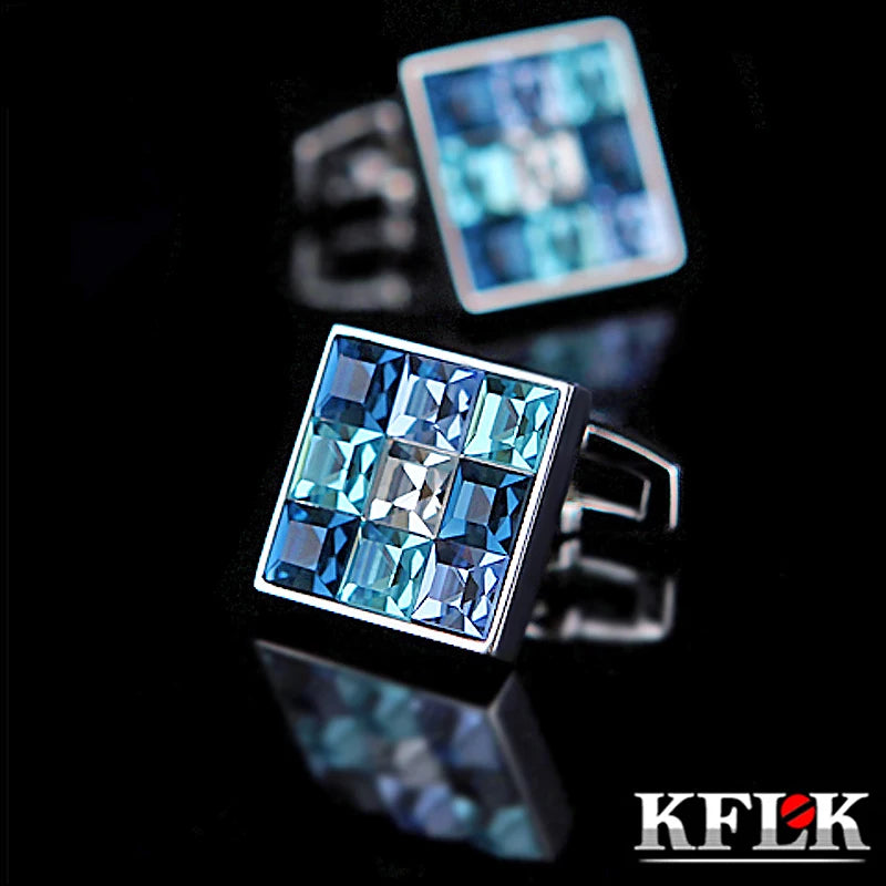 Crystal Cufflink for Mens Wedding Groom Button High Guests