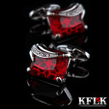 Men's Wedding Cufflinks Red Pierced Cuff Buttons High Abotoaduras Guests