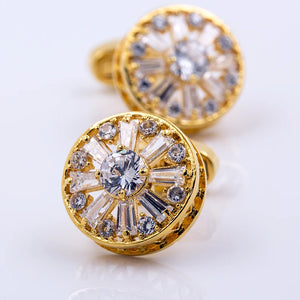 Men's Crystal Cufflinks Wedding Button