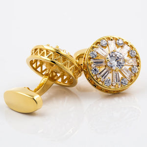 Men's Crystal Cufflinks Wedding Button