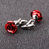 Red Rose Cufflinks Wedding Button Set