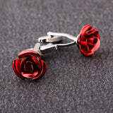 Red Rose Cufflinks Wedding Button Set