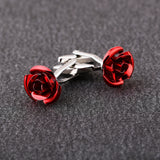 Red Rose Cufflinks Wedding Button Set