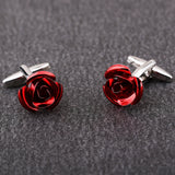 Red Rose Cufflinks Wedding Button Set