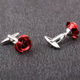 Red Rose Cufflinks Wedding Button Set