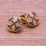 Crystal Round Cufflinks for Men Wedding Guests