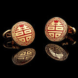 Gold-color Cufflinks for Mens Shirt, High Red Abotoaduras Chinese Guests
