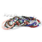 Natural Rose Pink Quartz Red Agates Stone Beads 7 Chakra Stretch Bracelet