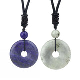 Natural Healing Crystal Quartz Necklace Amethysts Stone Lucky Coin Pendant