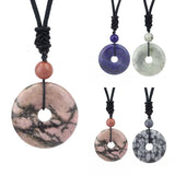 Natural Healing Crystal Quartz Necklace Amethysts Stone Lucky Coin Pendant