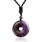Natural Healing Crystal Quartz Necklace Amethysts Stone Lucky Coin Pendant