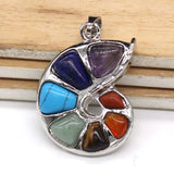 7 Chakra Crystal Snail Spiral Pendant for Healing
