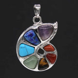 7 Chakra Crystal Snail Spiral Pendant for Healing