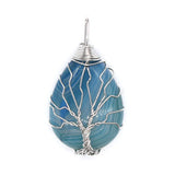 Wire Wrapped Tree of Life Pendant Crystal Quartz Chakra Point Necklace