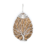 Wire Wrapped Tree of Life Pendant Crystal Quartz Chakra Point Necklace