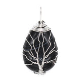 Wire Wrapped Tree of Life Pendant Crystal Quartz Chakra Point Necklace