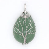 Wire Wrapped Tree of Life Pendant Crystal Quartz Chakra Point Necklace