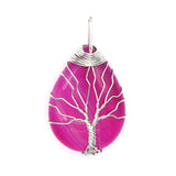 Wire Wrapped Tree of Life Pendant Crystal Quartz Chakra Point Necklace