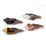 KFT 12 Faceted Rose Pink Quartz Pendulum Necklace